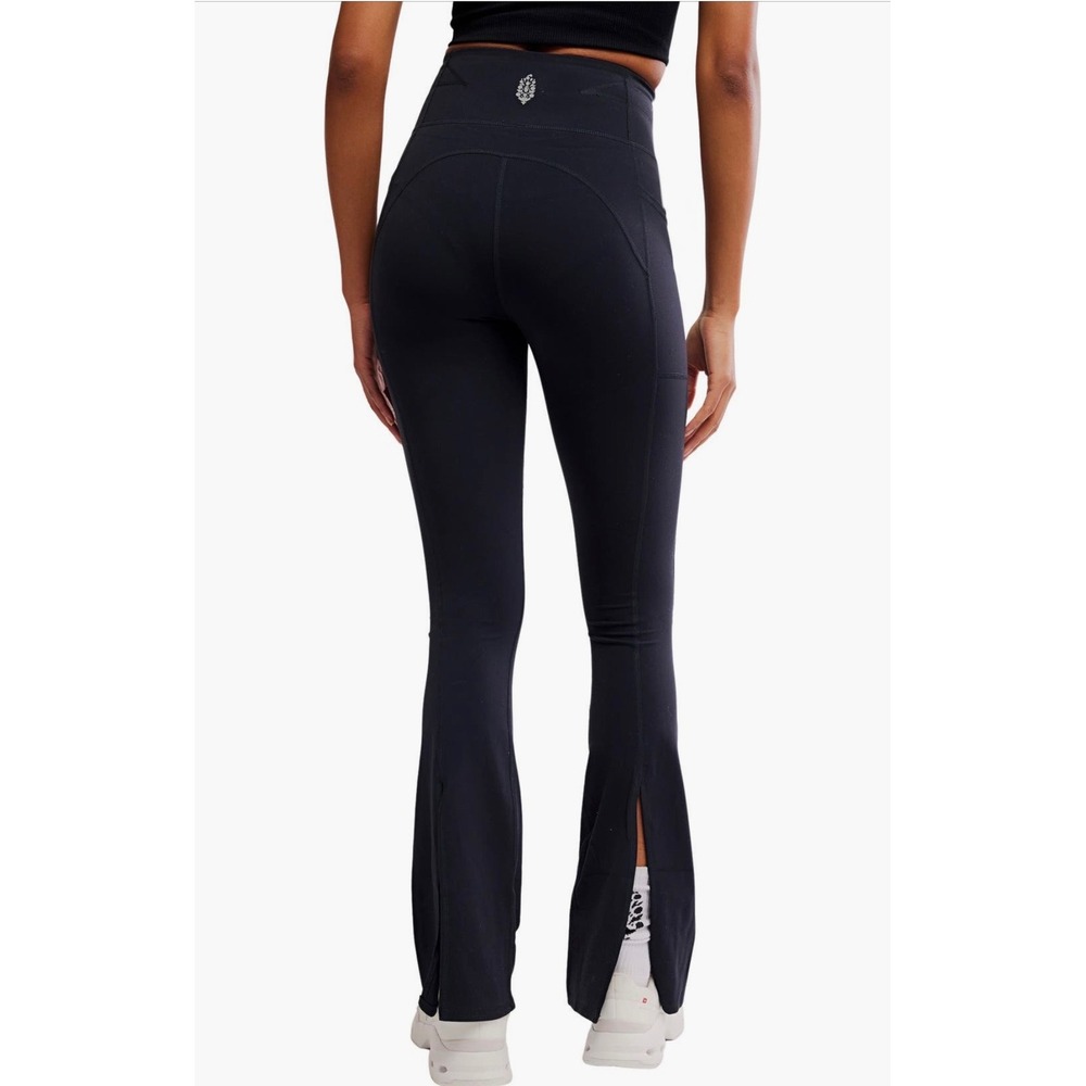 FP Movement Never Better‎ Flare Yoga Pants Black High Rise Split Hem Large